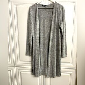 Lily Morgan Women’s Size Large Long Open Front Cardigan Sweater in Grey Top